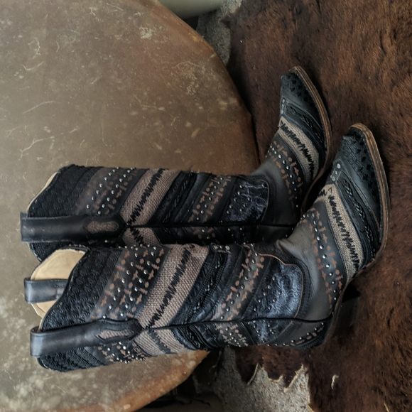 CORRAL A3355 "Antonia" gray/black embroidered leather snip toe cowgirl boots sz6 - Picture 5 of 16